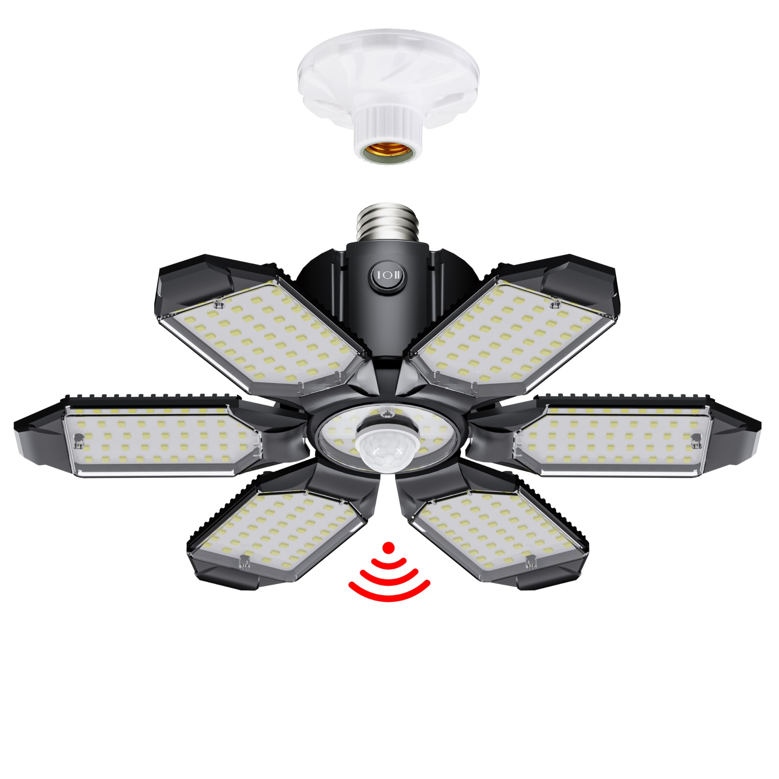 Craftersmark motion sensor garage light with six panels delivers broad coverage.