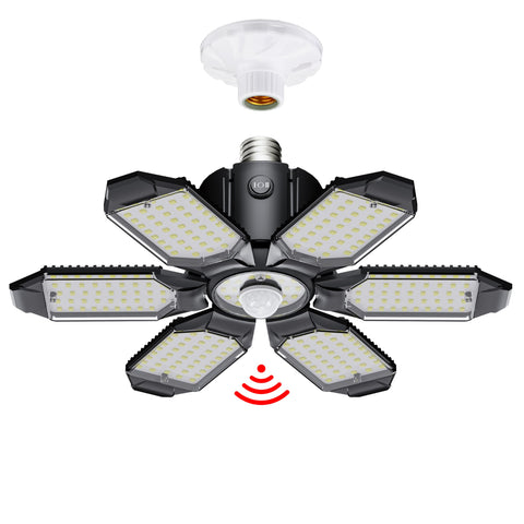 Craftersmark motion sensor garage light with six panels delivers broad coverage.
