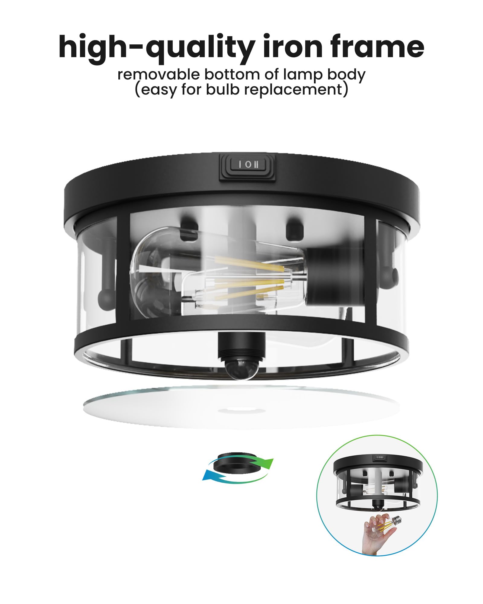 Craftersmark outdoor ceiling light E26 compatibility — customize warmth and bulb choice.