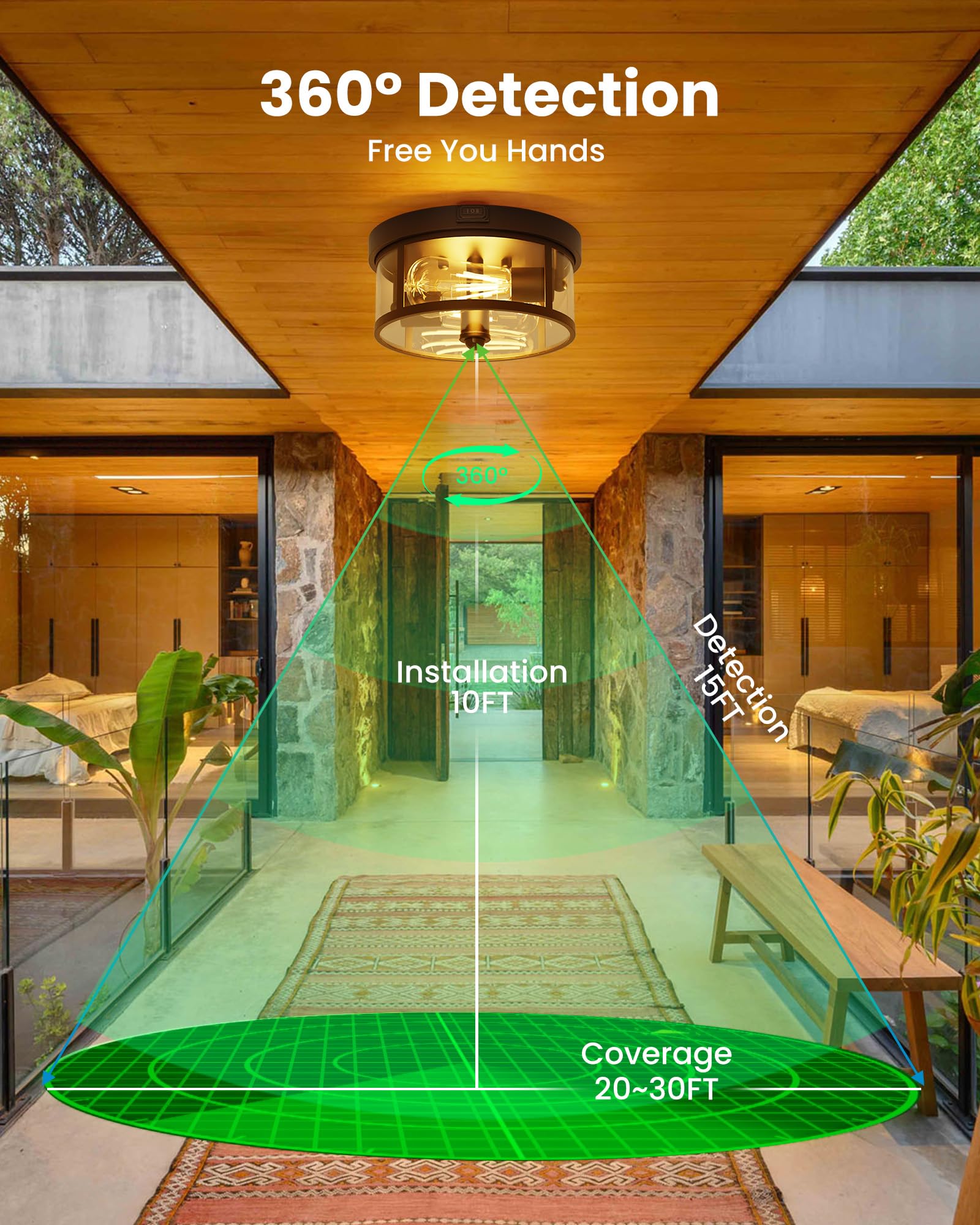 Craftersmark outdoor ceiling light flush mount — sleek, low-profile installation near the ceiling.