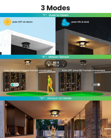 Craftersmark outdoor ceiling light motion detection 360-deg coverage — instant illumination when approaching.