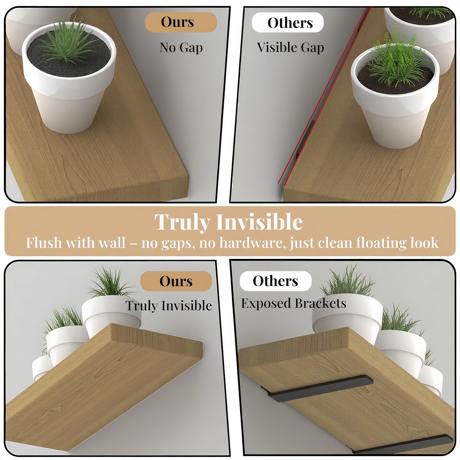 Crafterspirit heavy-duty-160lbs bracket pair supports books and decor securely.