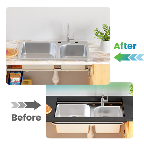 Crafterspirit sleek stainless finish complements faucets and countertops.