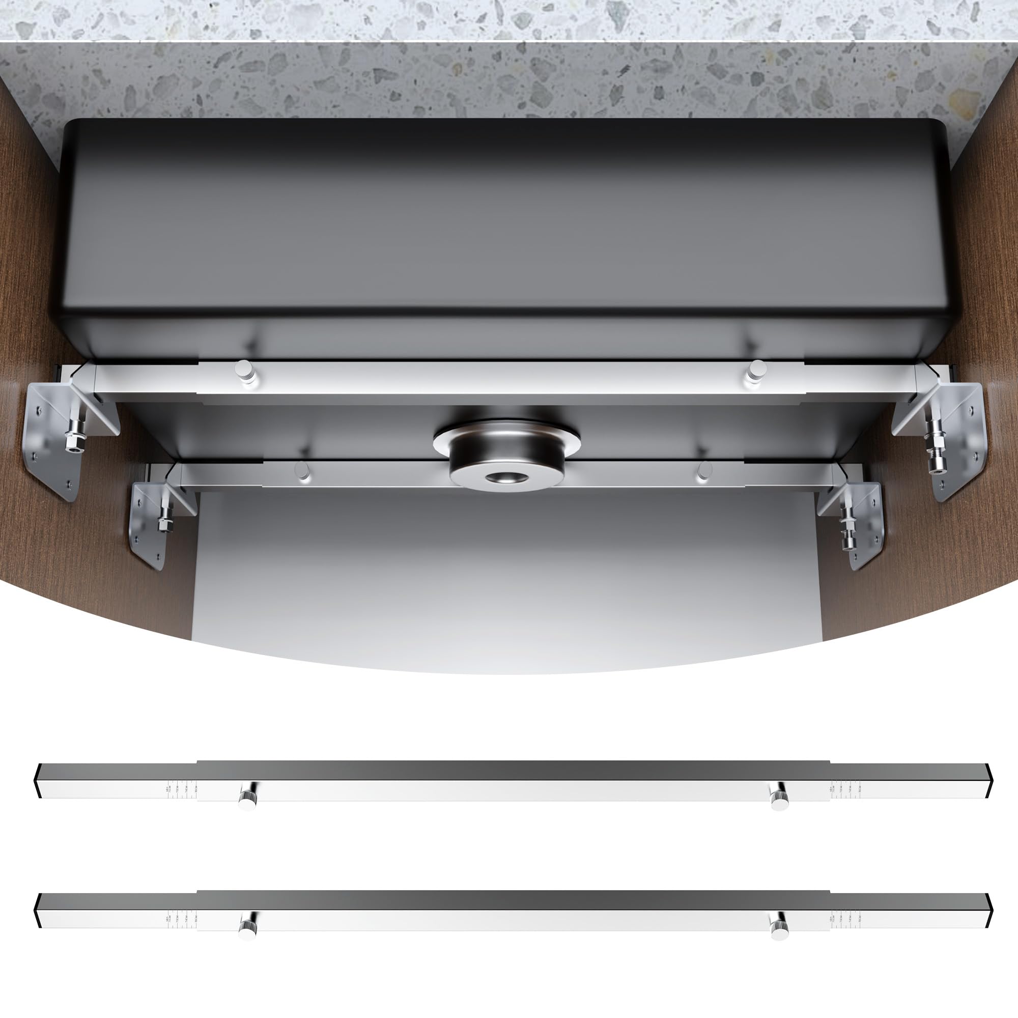 Crafterspirit undermount brackets with sturdy non-hollow tubes provide reliable support for heavy sinks.