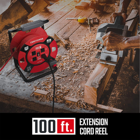 Craftsman 100 ft cord reach enabling power to multiple tools