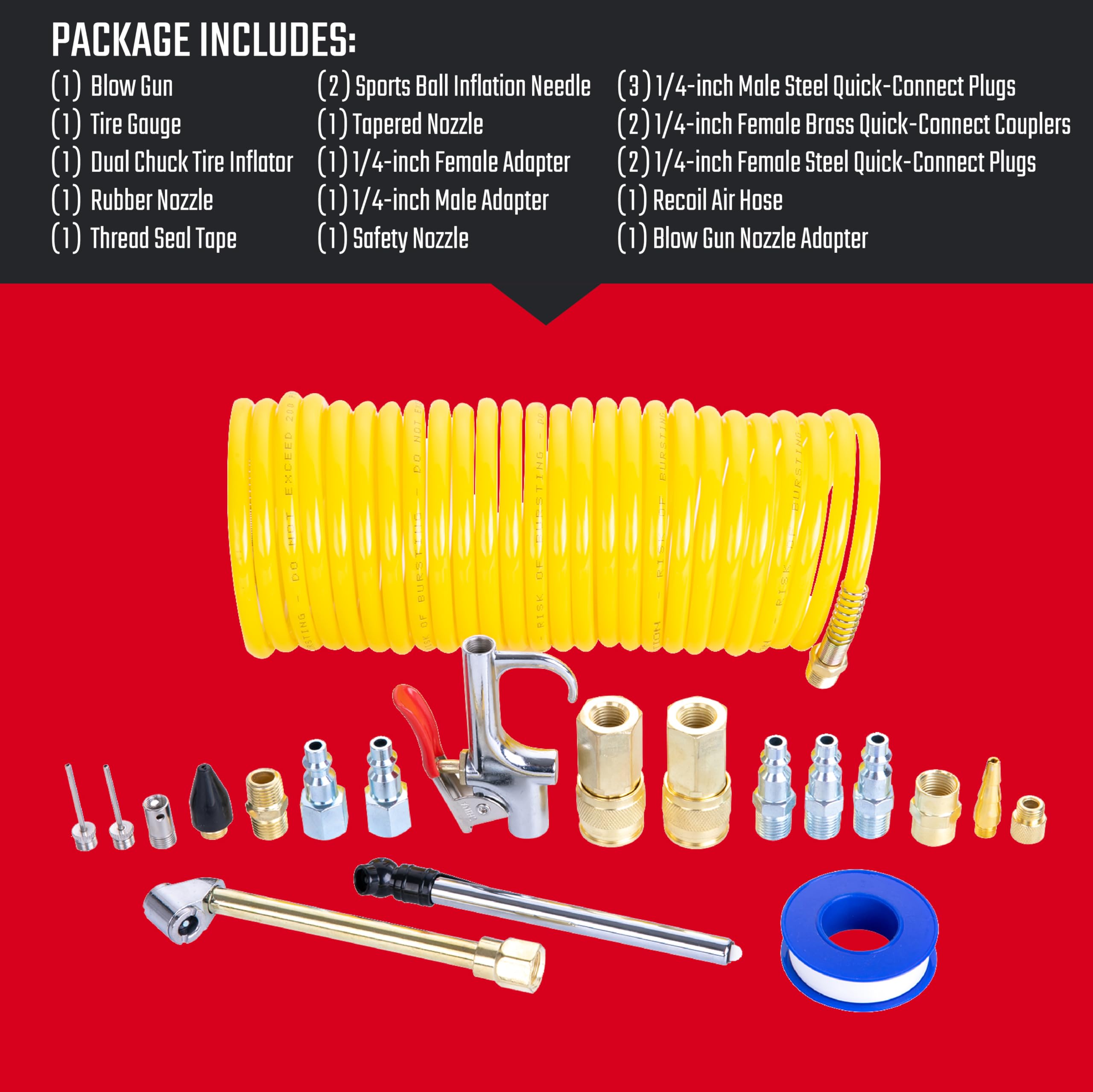 Craftsman tapered-nozzle assists detailed inflation tasks.