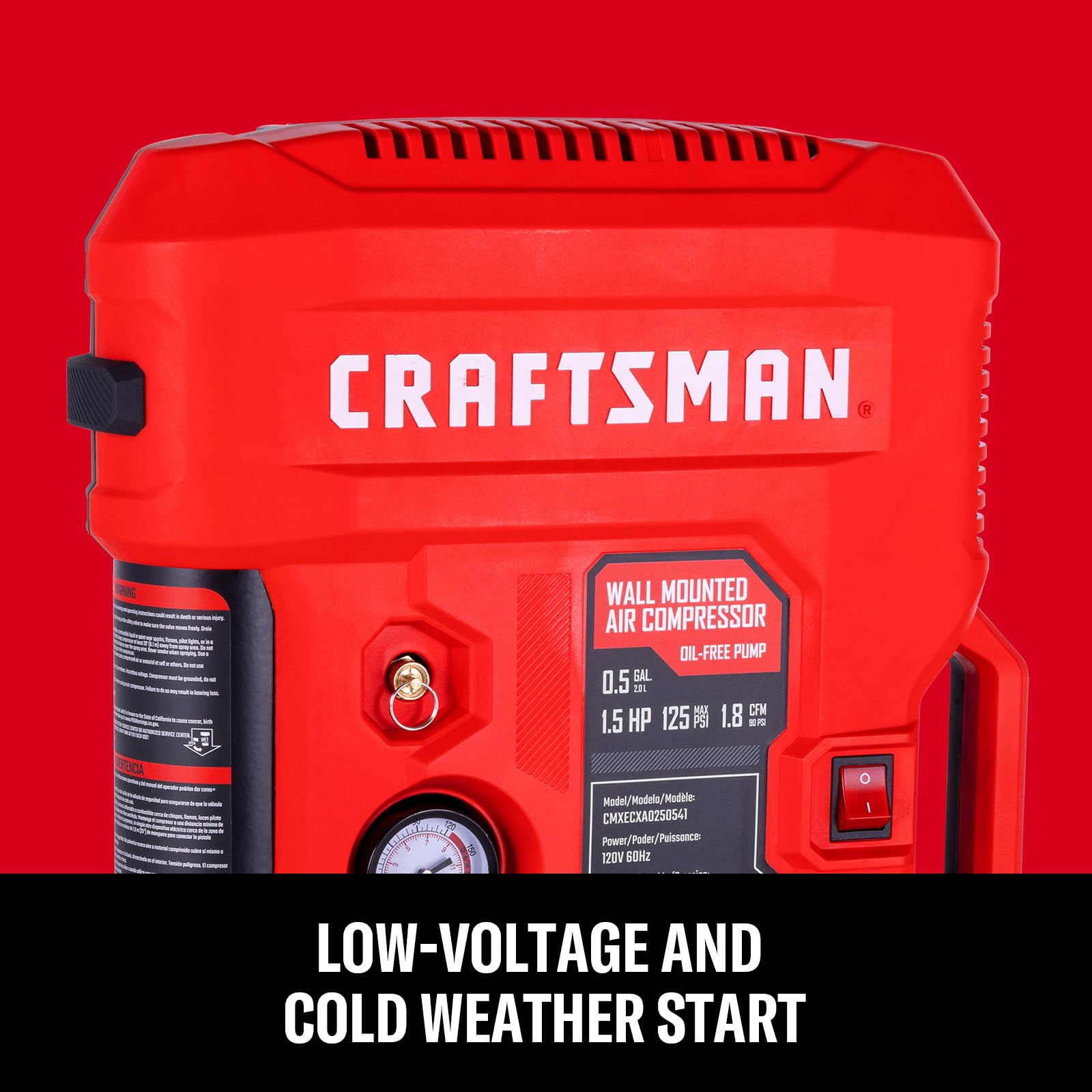 CRAFTSMAN 30-foot retractable hose provides reach for tire, painting, and nailing tasks.