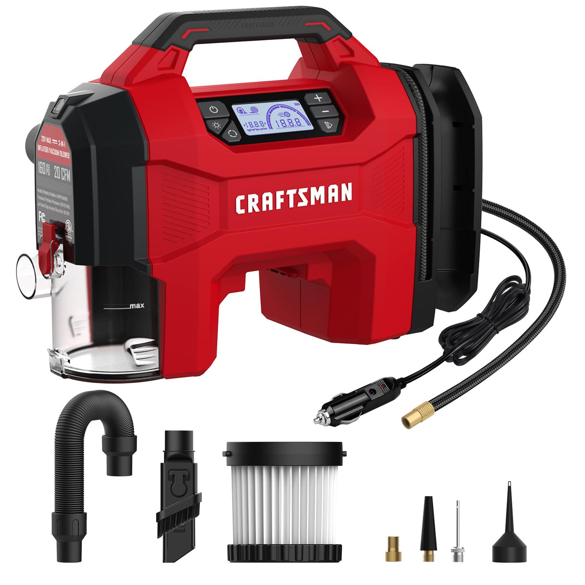 CRAFTSMAN 3-in-1 inflator-vacuum-blower in action for roadside tasks and quick cleanups.