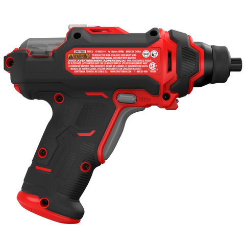 Craftsman 4V screwdriver includes 8 bits for versatility.