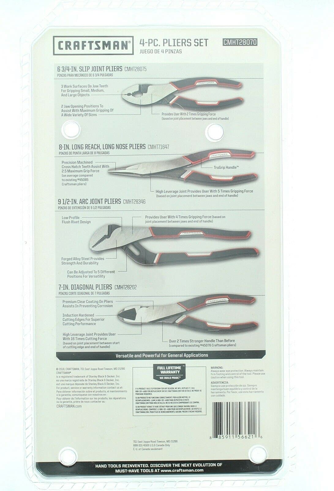 Craftsman 928070 diagonal pliers with induction hardened edges for clean cuts