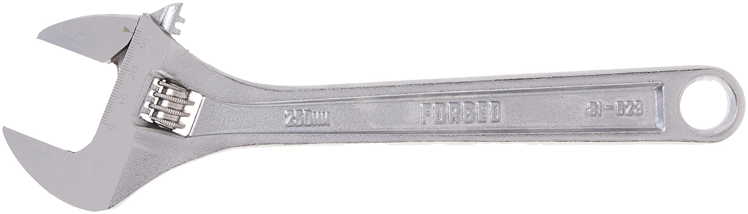 CRAFTSMAN 10-inch adjustable wrench with chrome finish resists corrosion during heavy use.