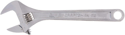 CRAFTSMAN 10-inch adjustable wrench with wide opening jaw for versatile fastener access.