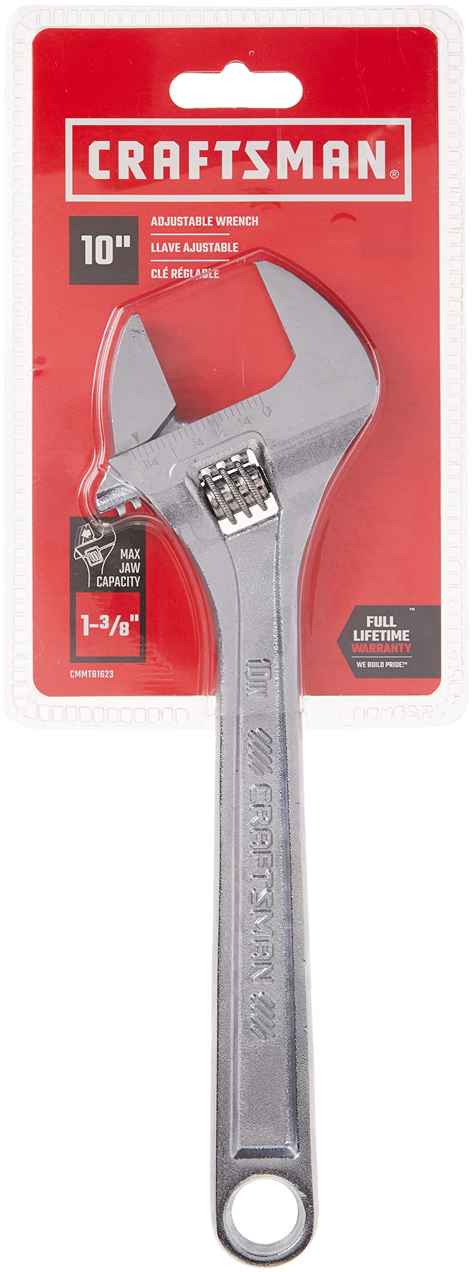 CRAFTSMAN 10-inch adjustable wrench helps tackle stubborn bolts smoothly.