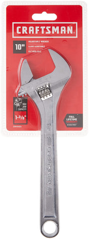CRAFTSMAN 10-inch adjustable wrench helps tackle stubborn bolts smoothly.