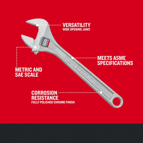 Craftsman 12-inch adjustable wrench with ergonomic handle for comfortable extended use