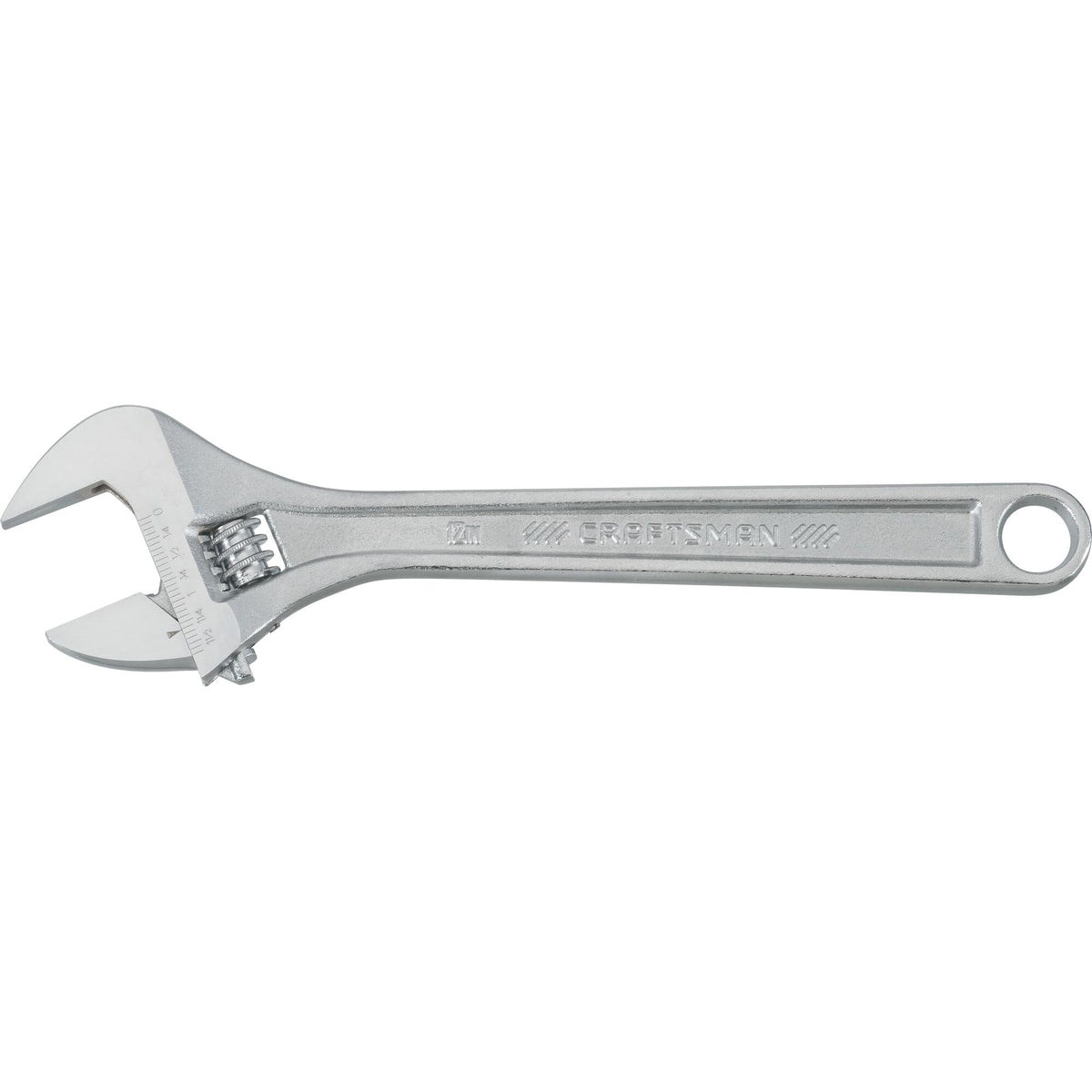 Craftsman 12-inch adjustable wrench with open jaw for versatile bolt sizing and easy positioning