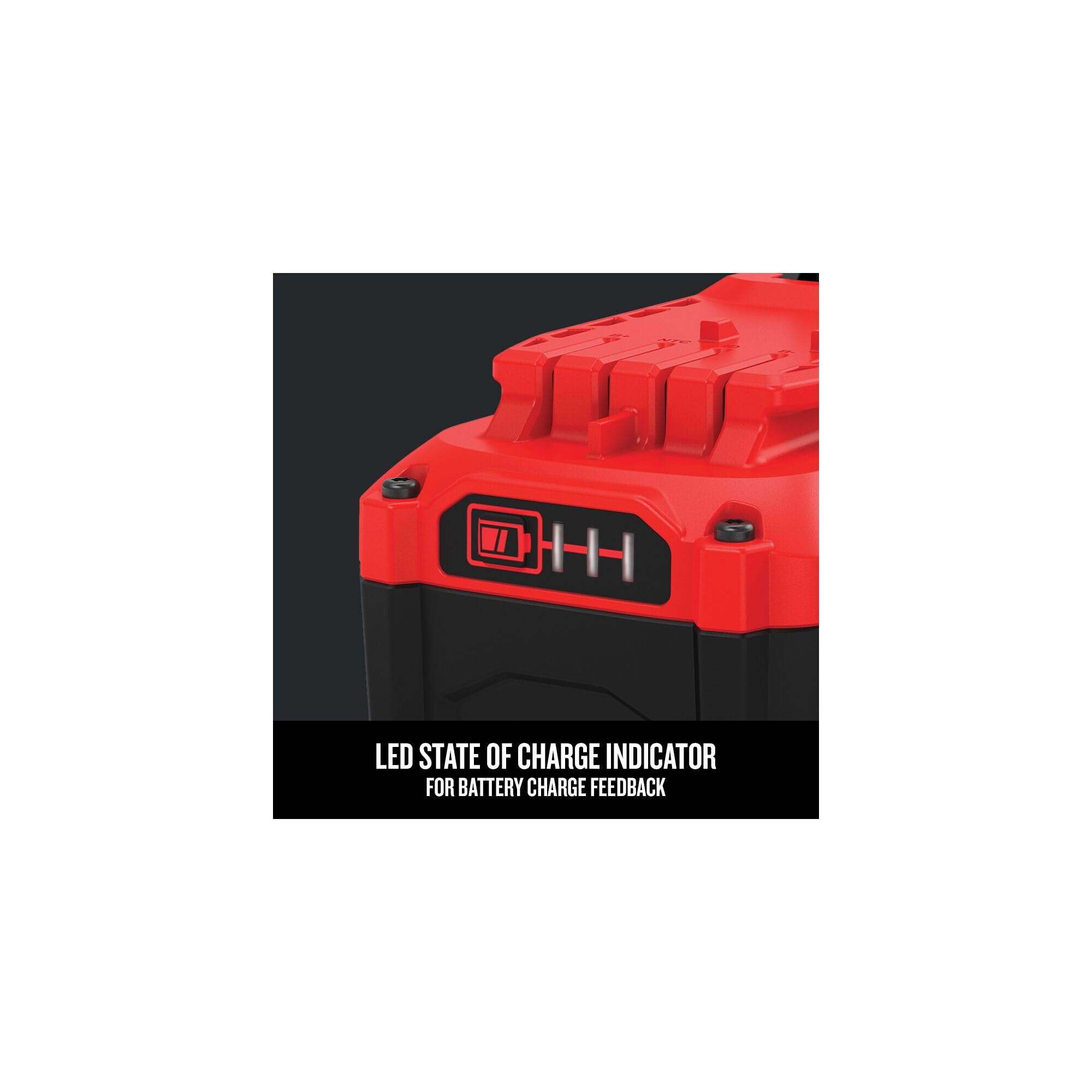 Included CMCB104 charger shown for convenient top-ups.