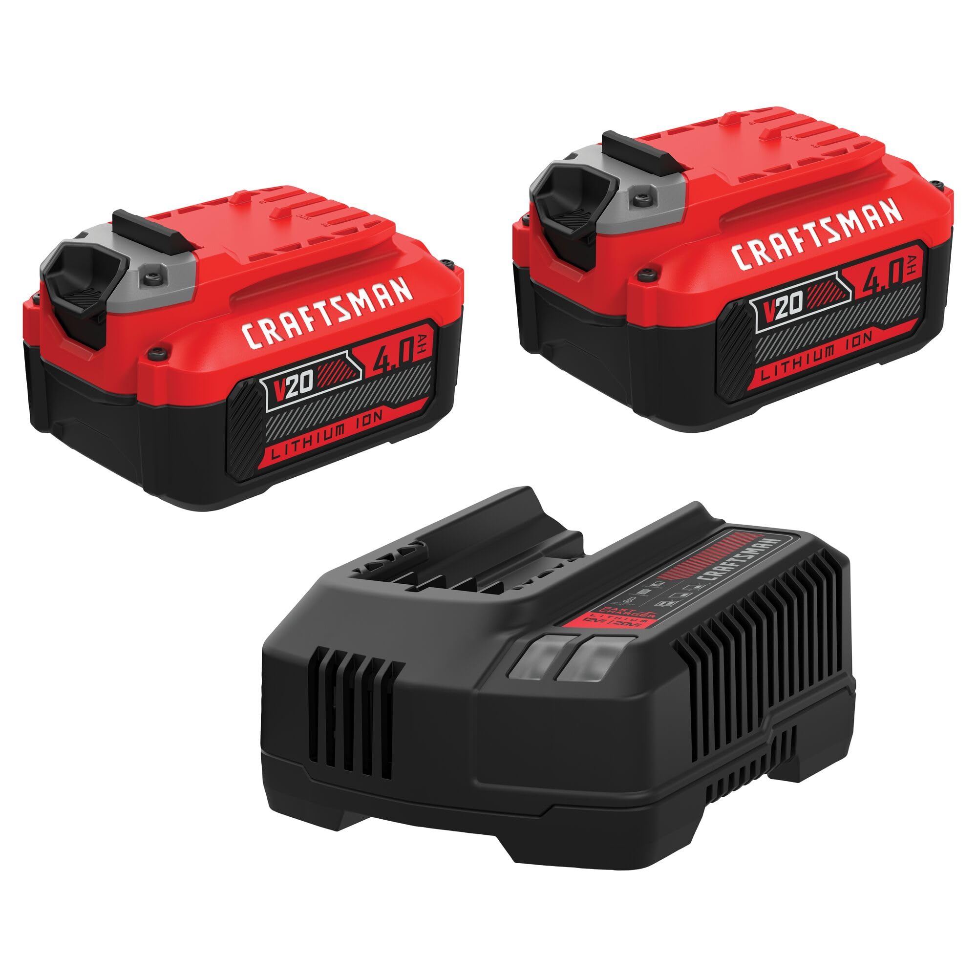 CRAFTSMAN CMCB204 4Ah battery pair provides reliable power for V20 tools.