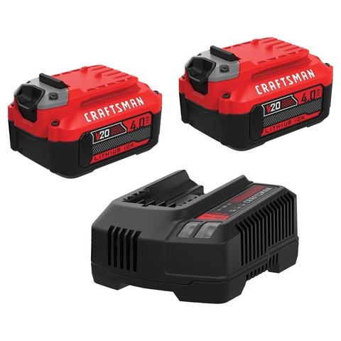 CRAFTSMAN CMCB204 4Ah battery pair provides reliable power for V20 tools.