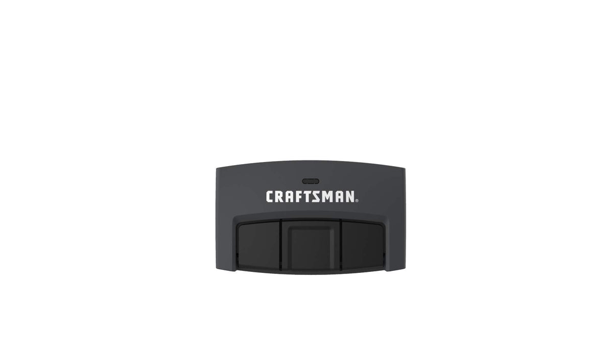 Craftsman CMXZDCG453 remote front view, compact black design for easy in-car access.