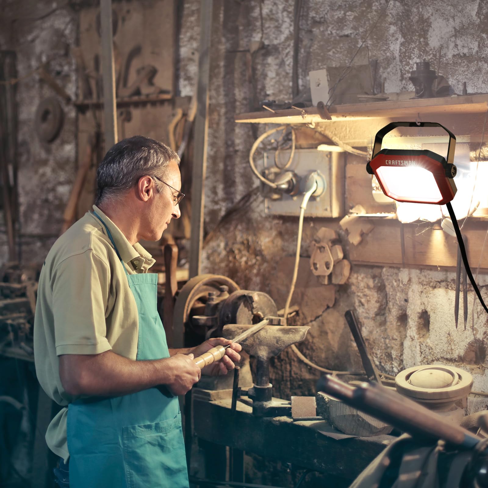 Craftsman damp-location capable lighting suitable for garages and basements.