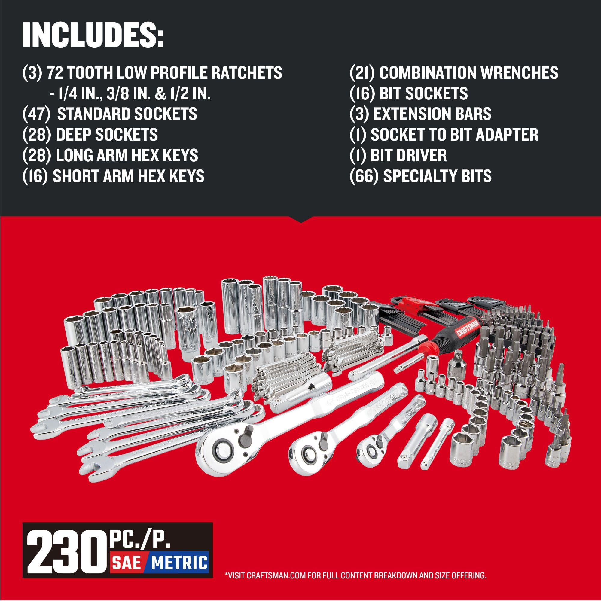 CRAFTSMAN low-profile ratchet 1/4 drive enables access in tight spaces