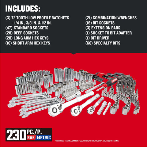 CRAFTSMAN low-profile ratchet 1/4 drive enables access in tight spaces