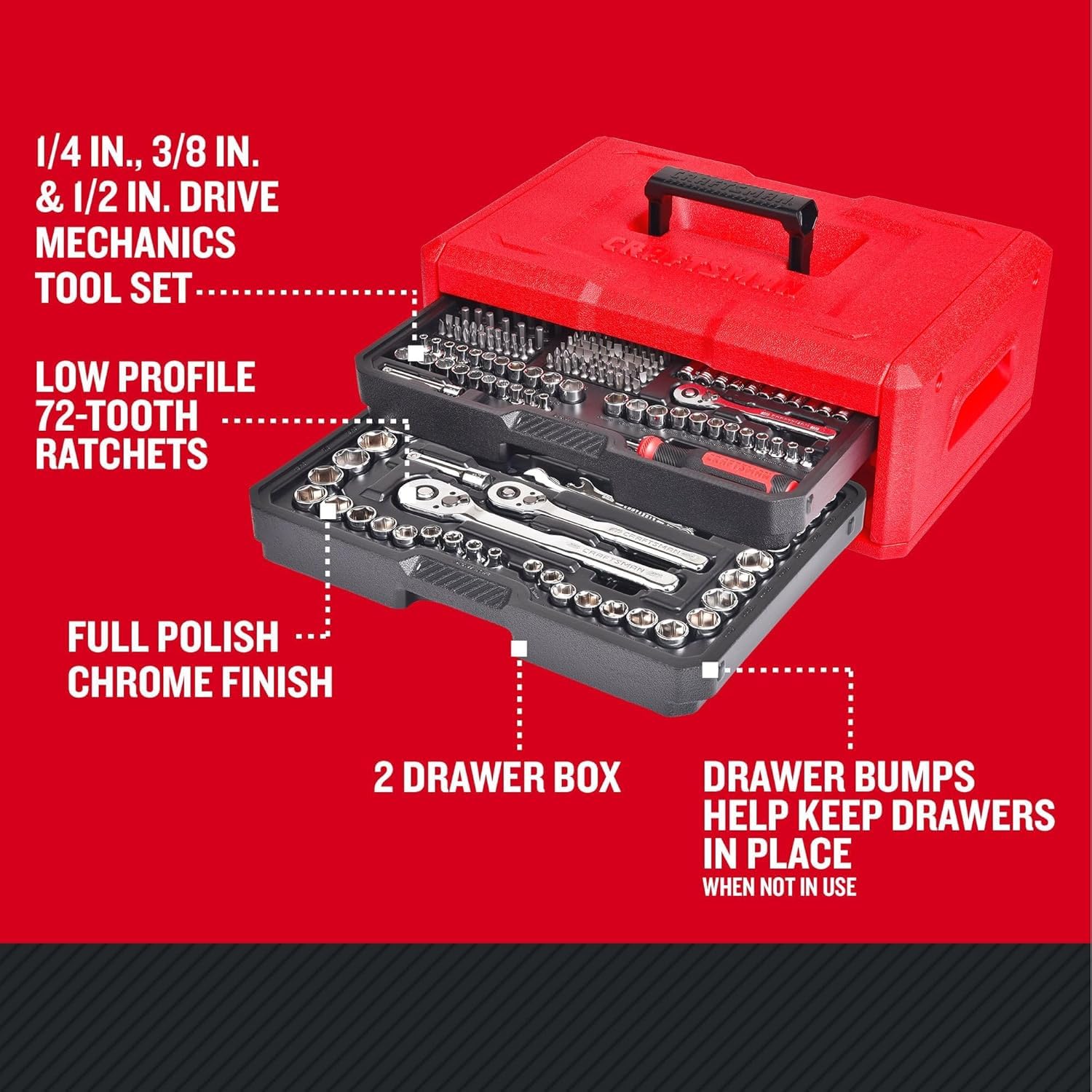 CRAFTSMAN low-profile ratchet 3-8in-drive enables access where standard tools fail