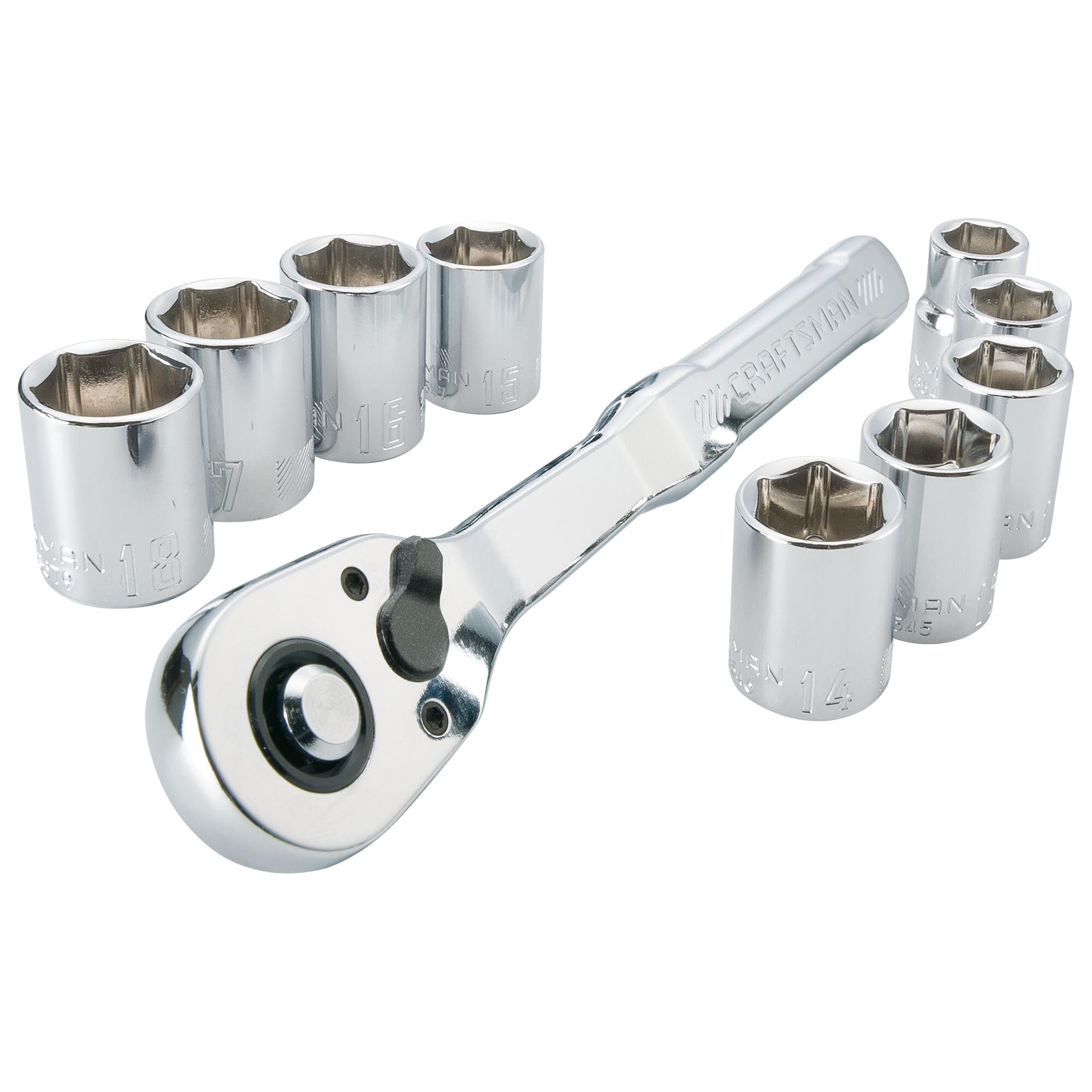 Craftsman Mechanics Tool Set 3/8 drive low-profile ratchet for tight spaces