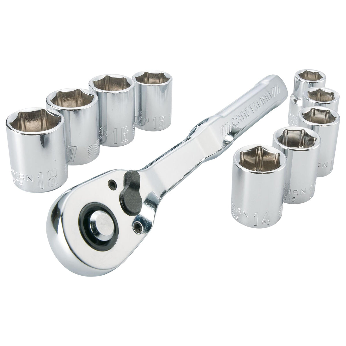 Craftsman Mechanics Tool Set 3/8 drive low-profile ratchet for tight spaces