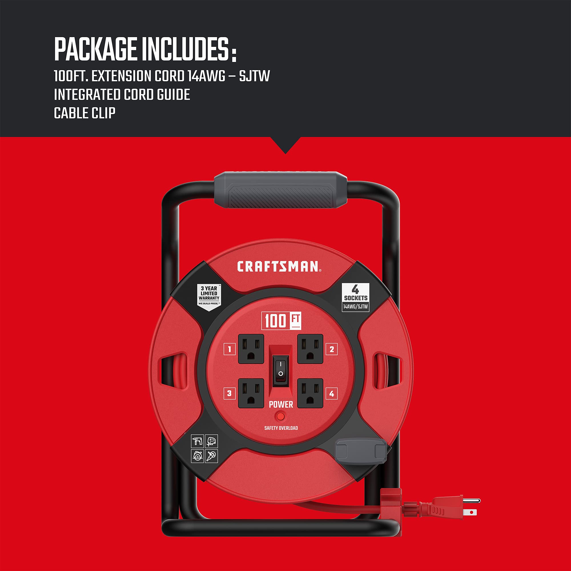 Craftsman auto-locking retractable cord management for tangle-free winding