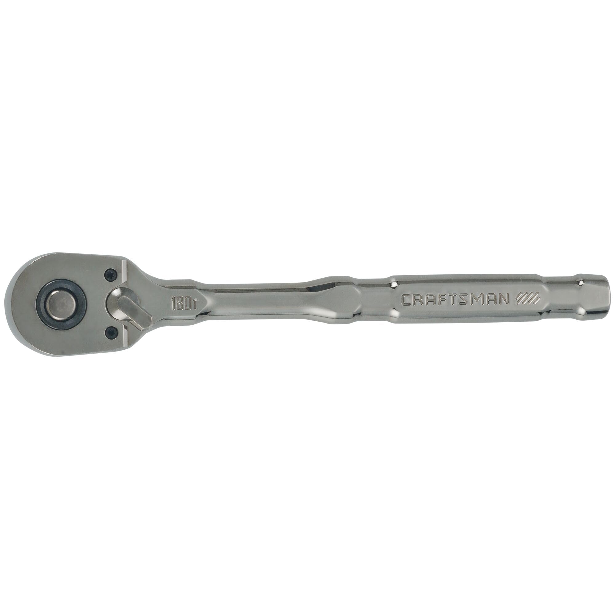 Craftsman OverDrive pear-head ratchet front view, easier reach in tight spaces.