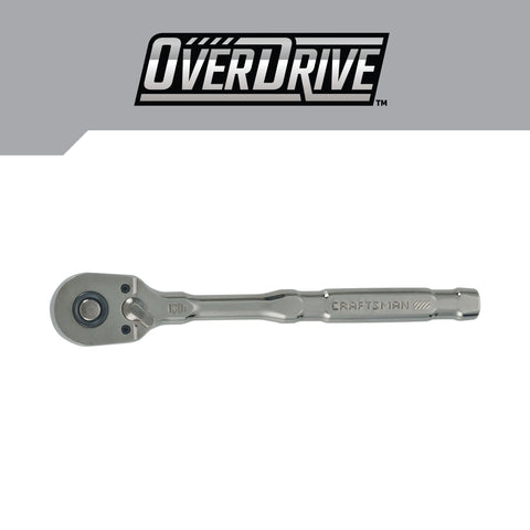 Craftsman OverDrive pear-head ratchet with quick-release lever in use.