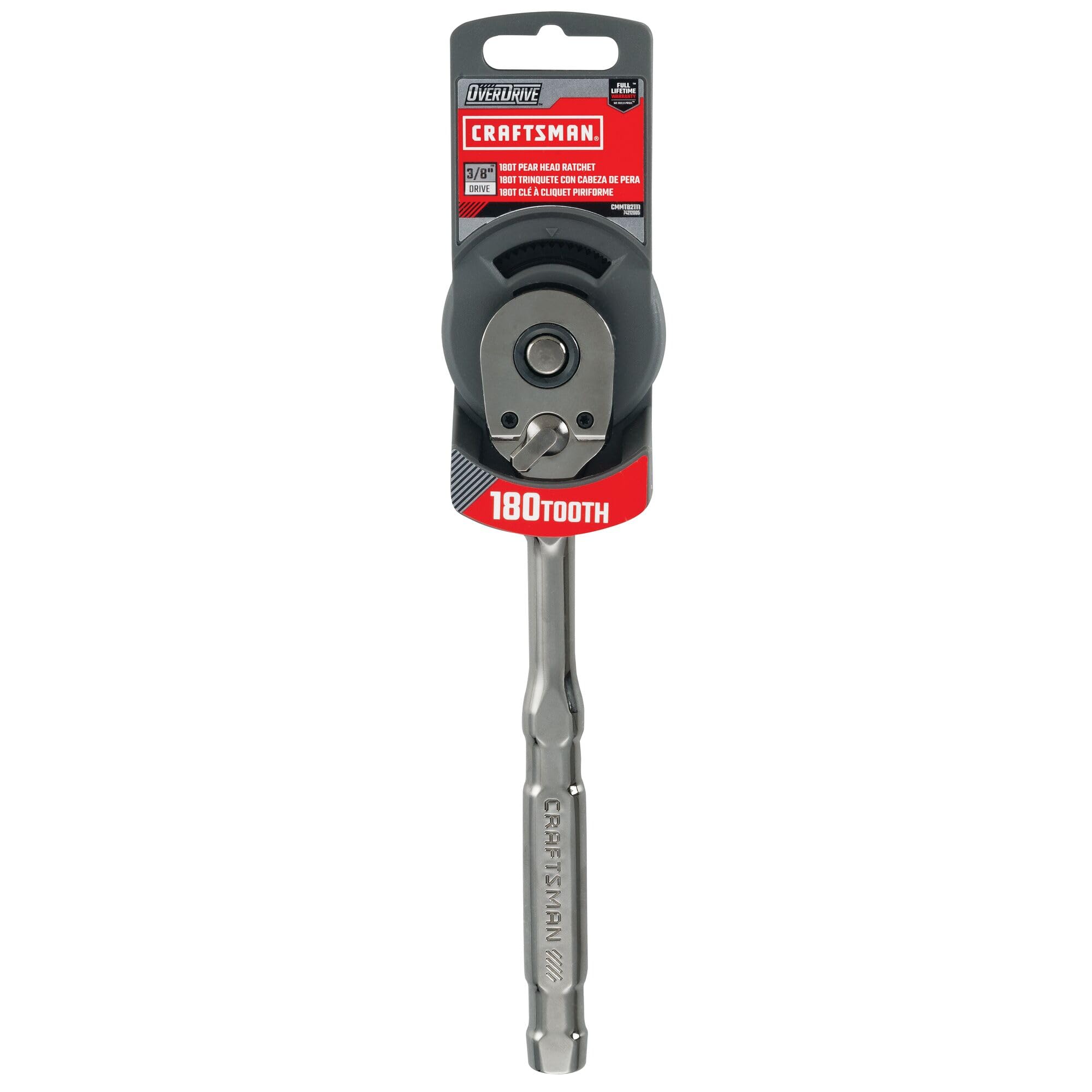 Craftsman OverDrive pear-head ratchet gunmetal-chrome finish resists rust.