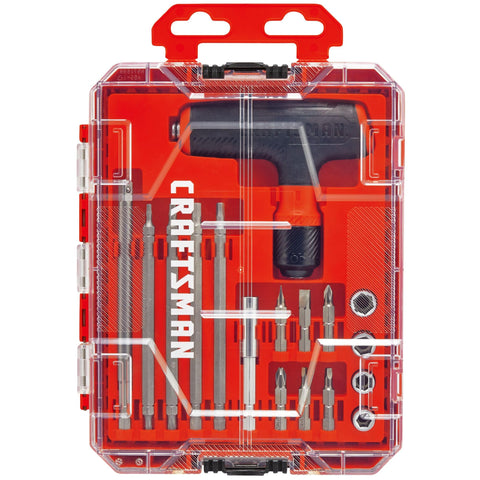 Craftsman ratcheting wrench set with T-handle in an open case for quick field repairs.
