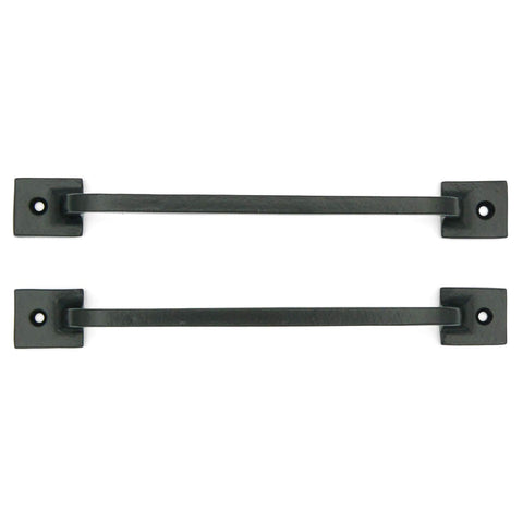Craftsman Road squared-base pull handle on cabinet with clean, square mounting.
