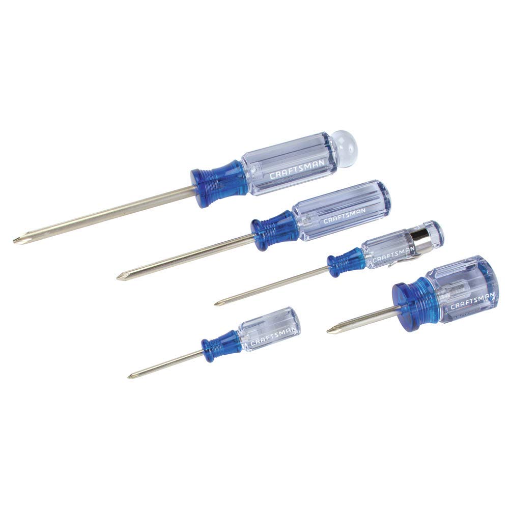 CRAFTSMAN Phillips 5-piece screwdriver set with durable alloy-steel blades for everyday assembly tasks