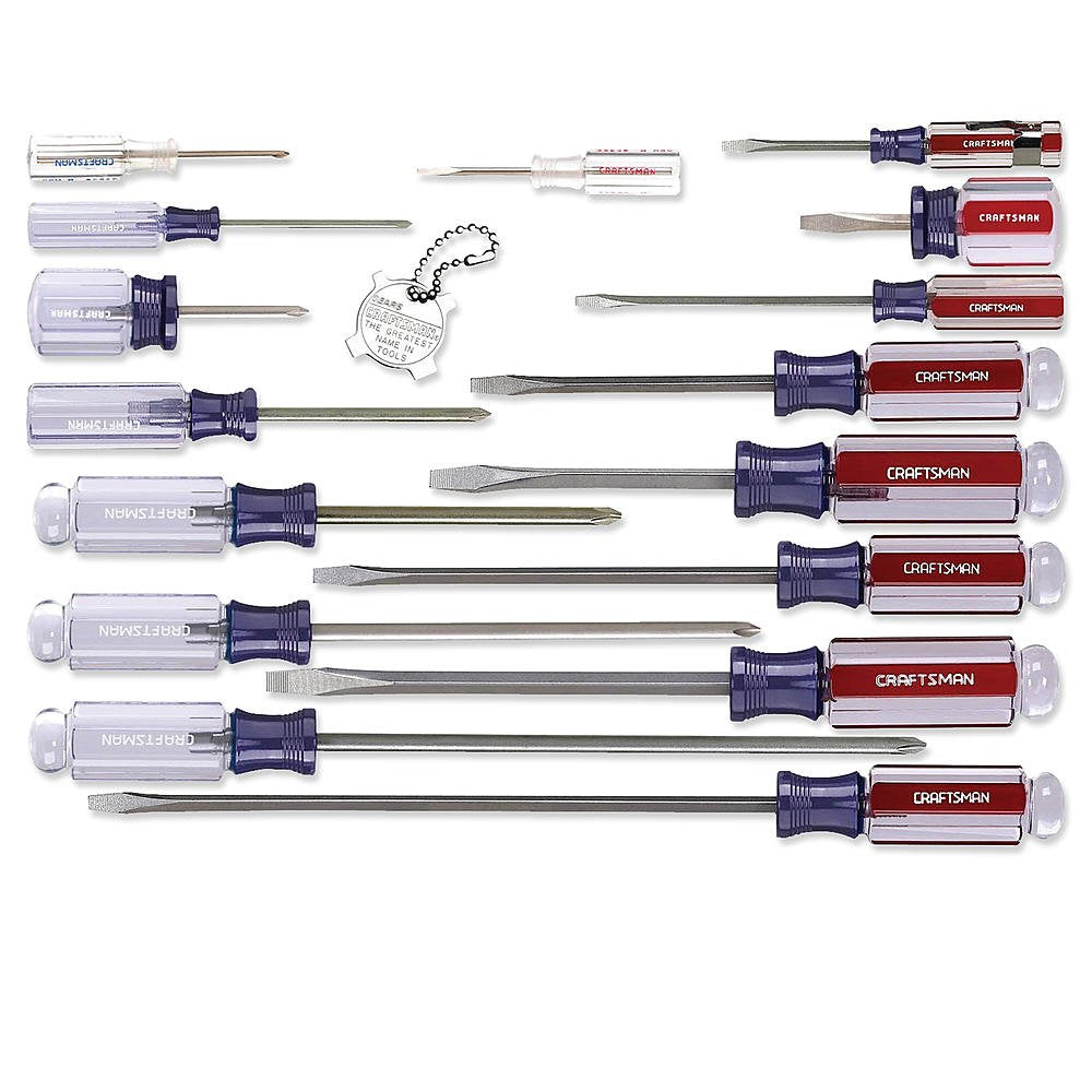Craftsman 17-piece screwdriver set with slotted and Phillips tips for precise tightening in small projects