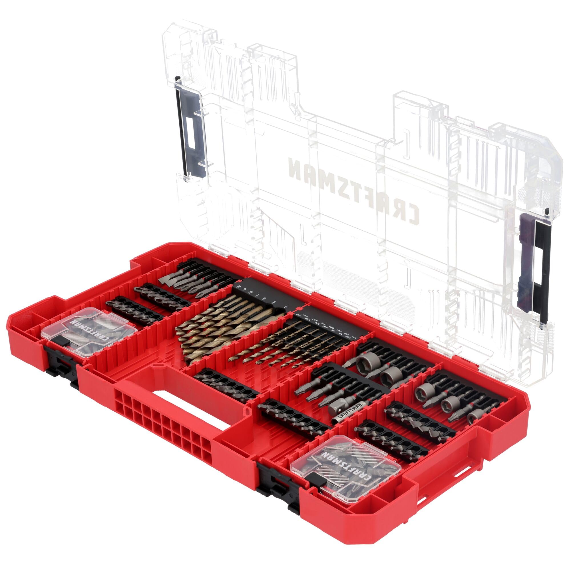 Craftsman storage case keeps the full 140-piece set organized.
