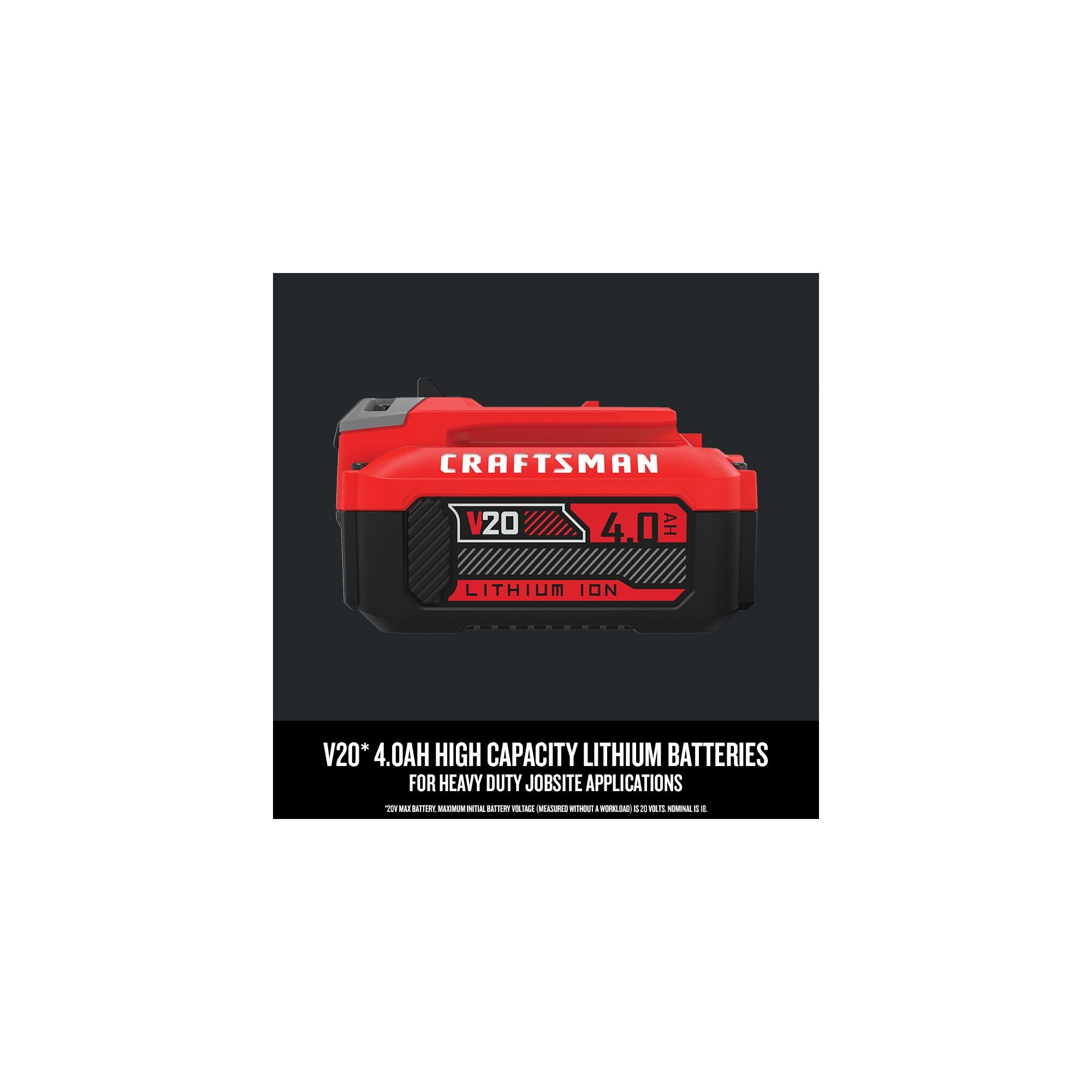 CRAFTSMAN V20 battery in use with a cordless tool