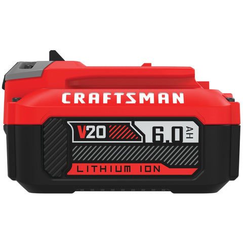 Craftsman V20 6Ah battery high-capacity cells deliver extended runtime for heavy-duty tasks.