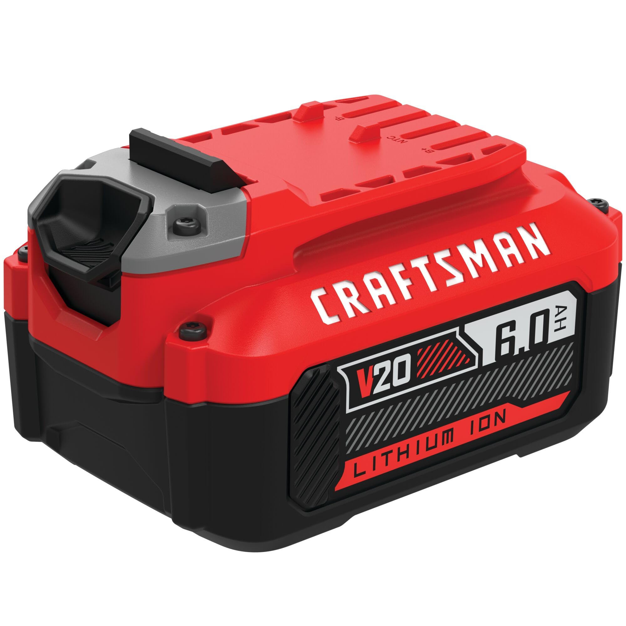 Craftsman V20 6Ah battery installation with compatible tools showcases easy swap.