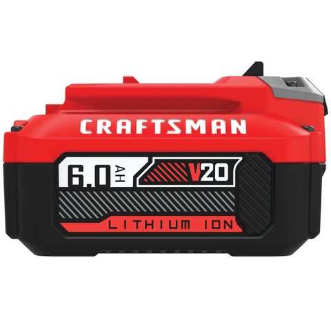 Craftsman V20 6Ah battery on the jobsite underscores durability and reliable power.