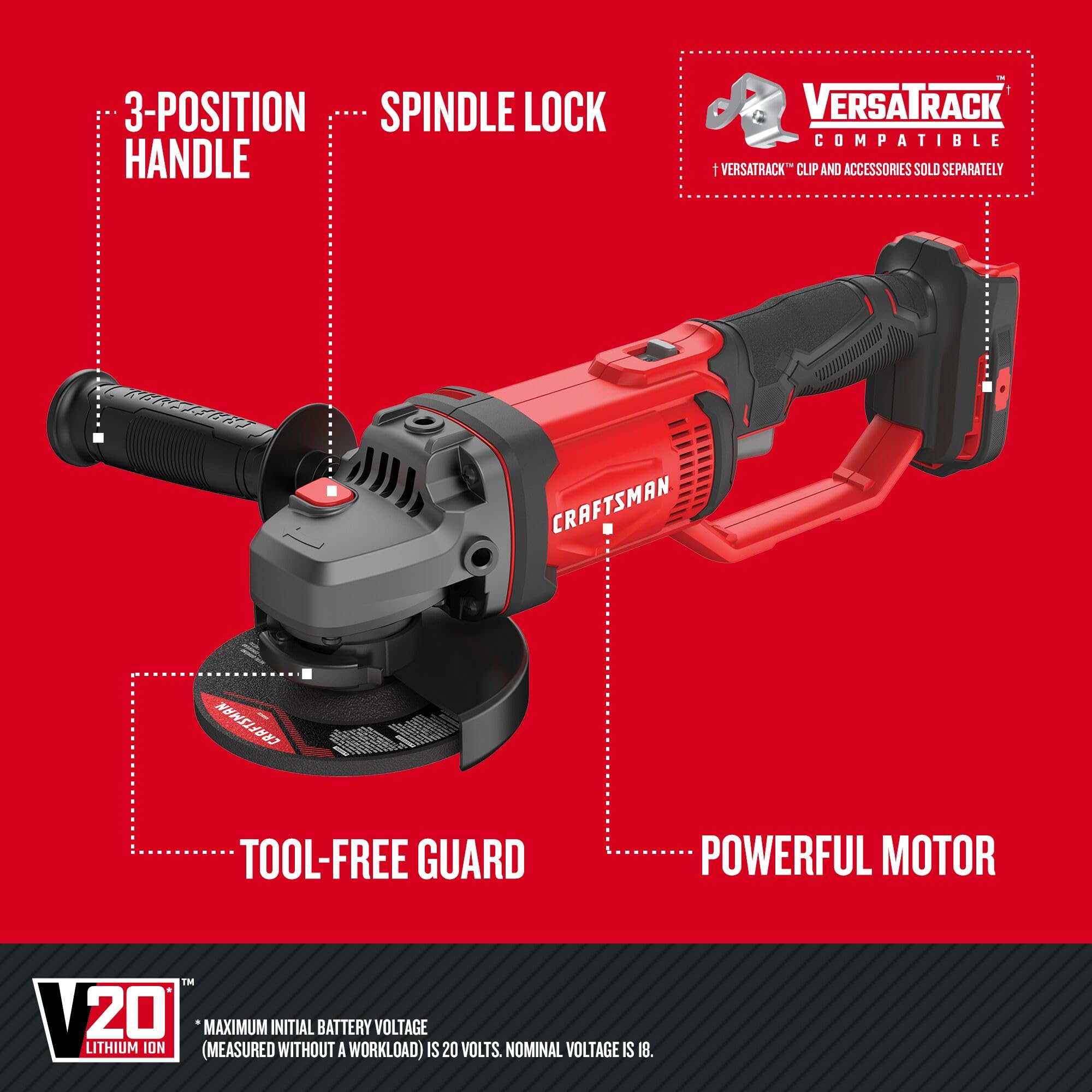 CRAFTSMAN V20 grinder with 3-position handle improves control during tough tasks