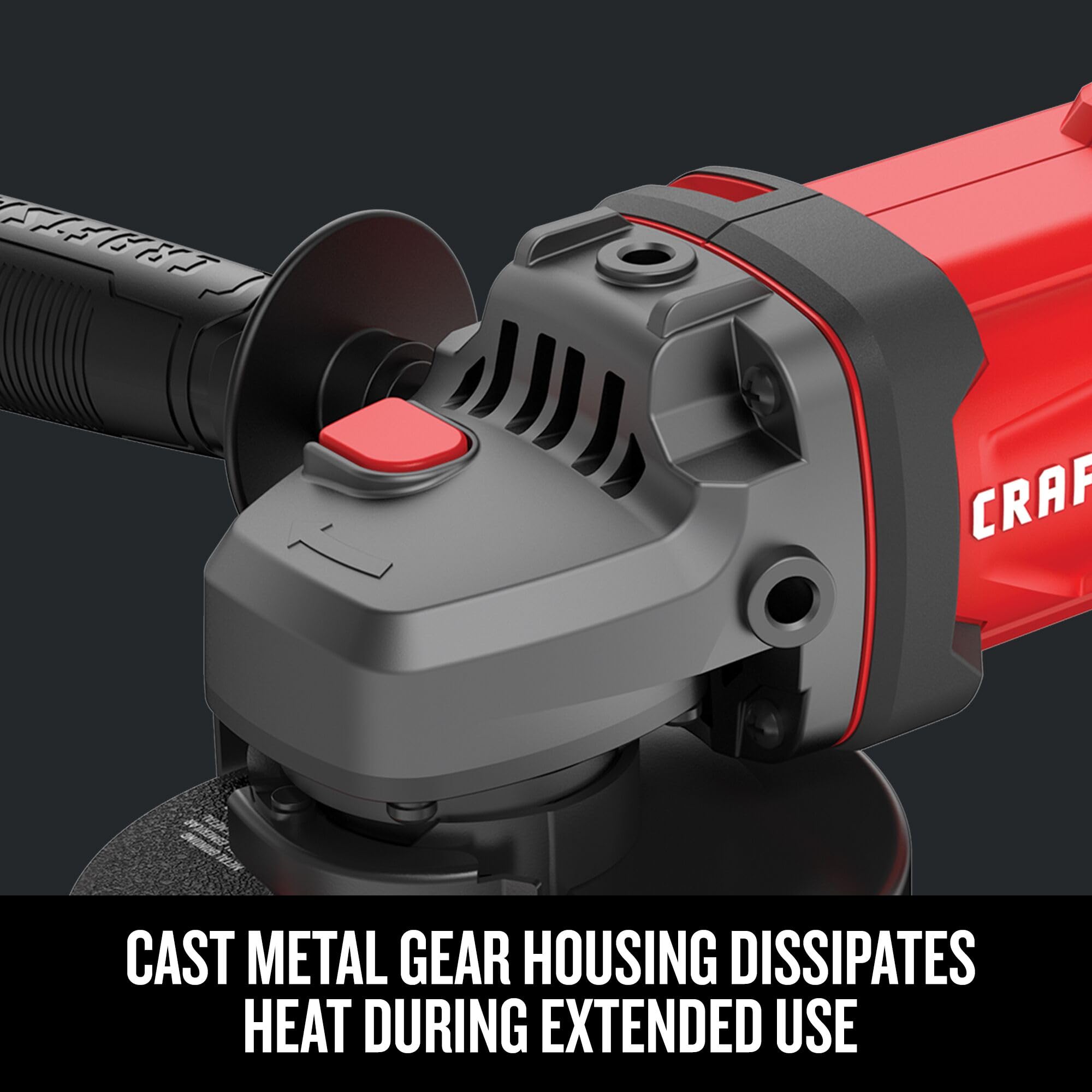 CRAFTSMAN V20 gear housing dissipates heat for longer grinding sessions