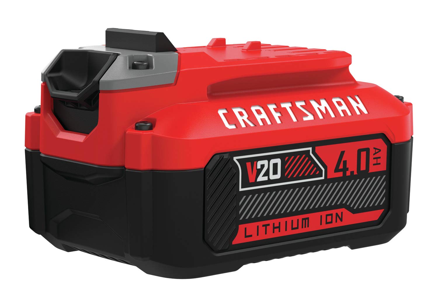 CRAFTSMAN V20 battery front view showing extended runtime capability for heavy-duty tasks