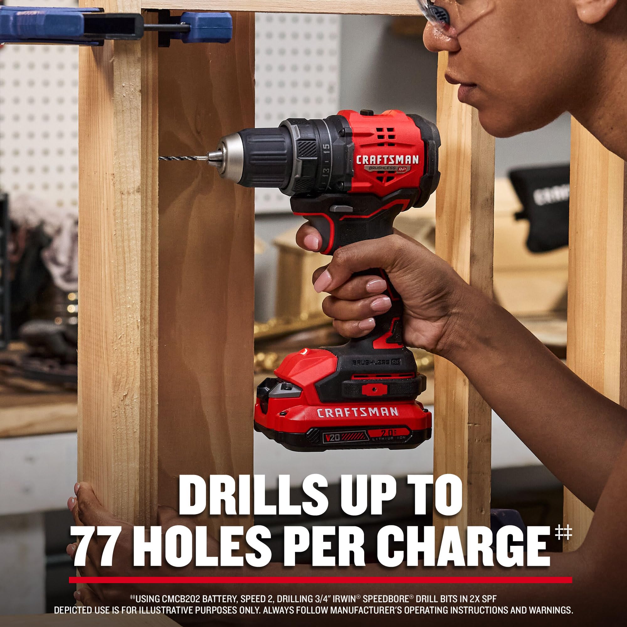 CRAFTSMAN V20 RP shows a 2-speed transmission for control.