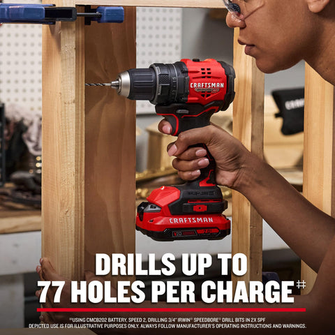 CRAFTSMAN V20 RP shows a 2-speed transmission for control.