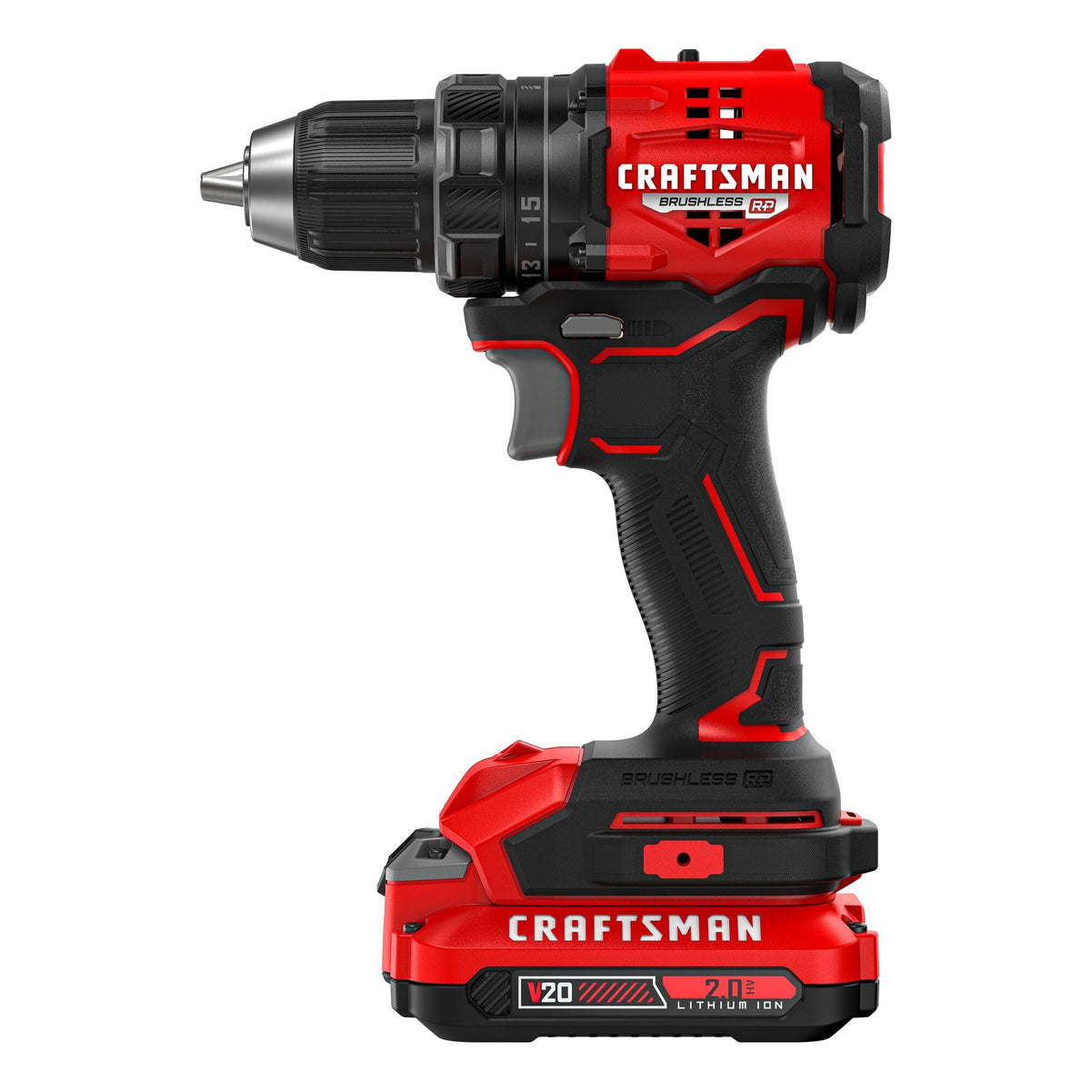 CRAFTSMAN V20 Brushless RP drill in tight spaces with compact head.