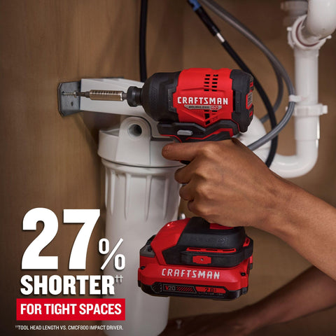 Craftsman V20 RP ergonomic handle reduces fatigue during use.
